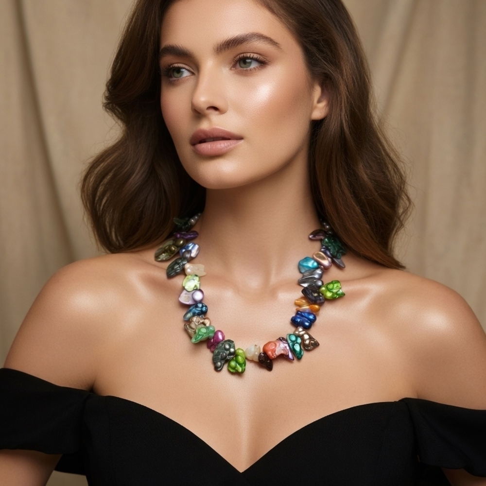 Source Unknown Multicolor Pearl Cluster Necklace - image 1